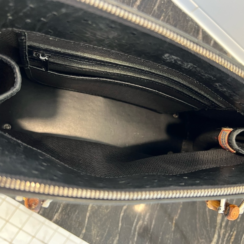 Dooney & Bourke Black and Brown Satchel with Textured Leather - Picture 3 of 3
